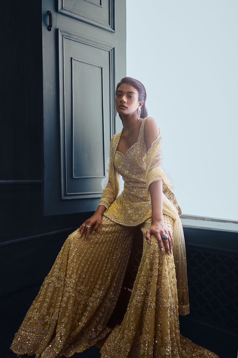 Olive Green Garara Set – Seema Gujral - Main Image