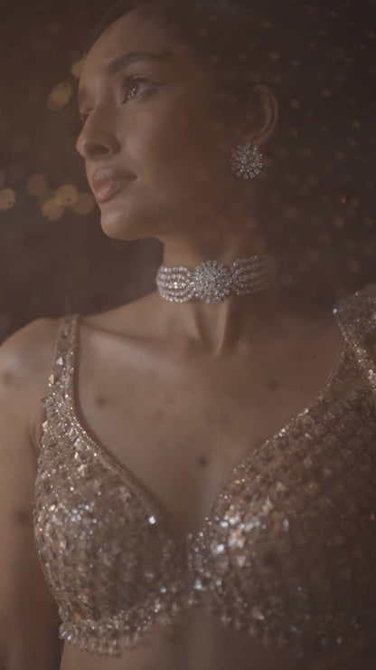 Biscotti Gold Sequin Lehenga Set